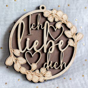Holzschild / Holzornament "Ich liebe dich"