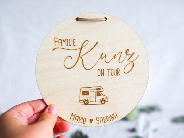Personalisiertes Holzschild für Campingfreunde
